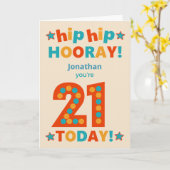 Aangepaste naam 21e verjaardag Hip Hooray Kaart (Gele Bloem)