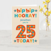 Aangepaste naam 25e verjaardag Hip Hooray Kaart (Gele Bloem)