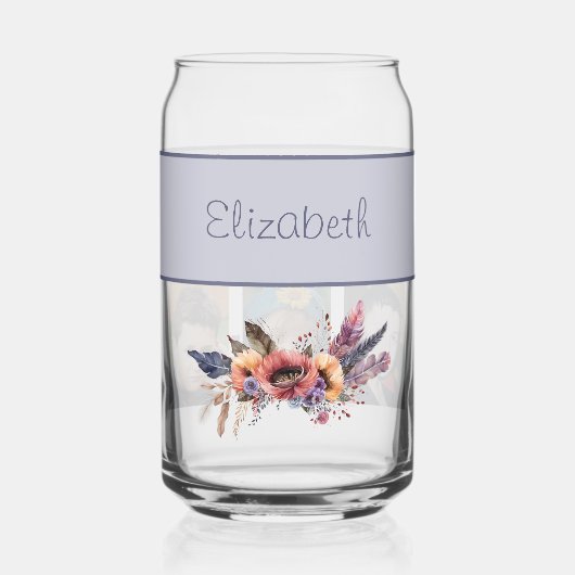 Aangepaste naam 3 foto bloemen paarse blikvorm glas (Voorkant)