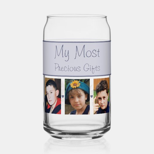 Aangepaste naam 3 foto bloemen paarse blikvorm glas (Achterkant)