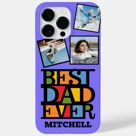 Aangepaste naam & 3 foto's BESTE DAD OOIT Case-Mate iPhone Case (Achterkant)