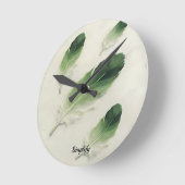 Aangepaste naam 3D groene veer moderne klok⁠ Ronde Klok (Hoek)
