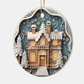 Aangepaste naam 3D peperkoekhuis Kerstmis Keramisch Ornament (Links)