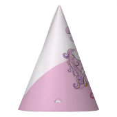 Aangepaste naam 3e verjaardag roze paard met kroon feesthoedjes (Links)