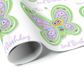 Aangepaste naam 3rd Birthday Butterfly Cadeaupapier (Rol Hoek)