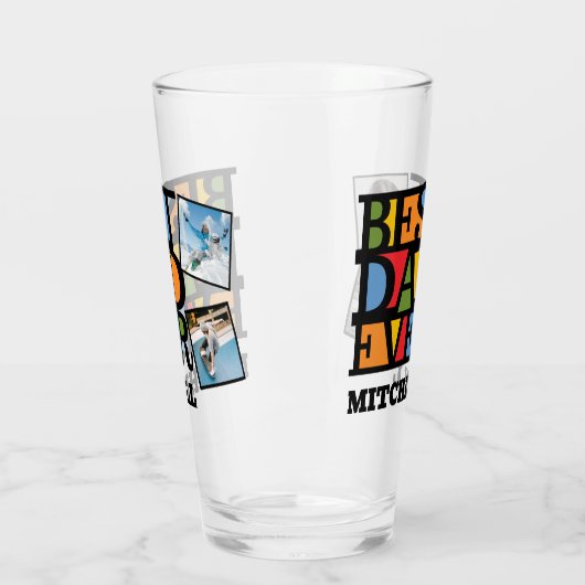 Aangepaste naam & 4 foto's BESTE DAD OOIT Glas (Links)
