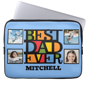Aangepaste naam & 4 foto's BESTE DAD OOIT Laptop Sleeve