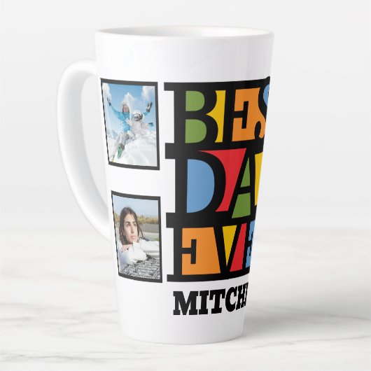 Aangepaste naam & 4 foto's BESTE DAD OOIT Latte Mok (Linkerhoek)