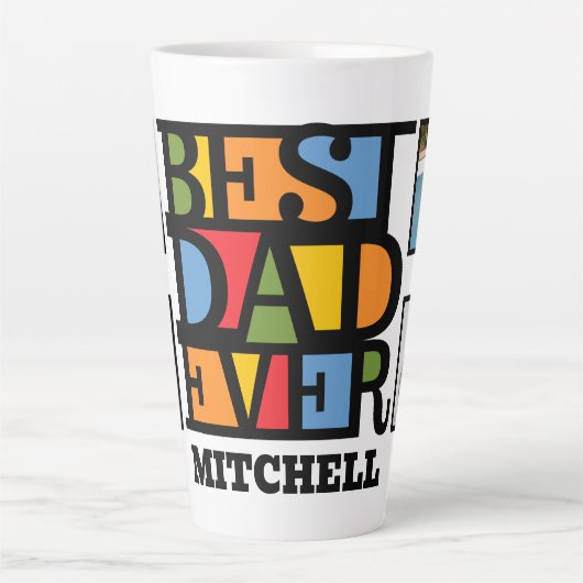 Aangepaste naam & 4 foto's BESTE DAD OOIT Latte Mok (Voorkant)