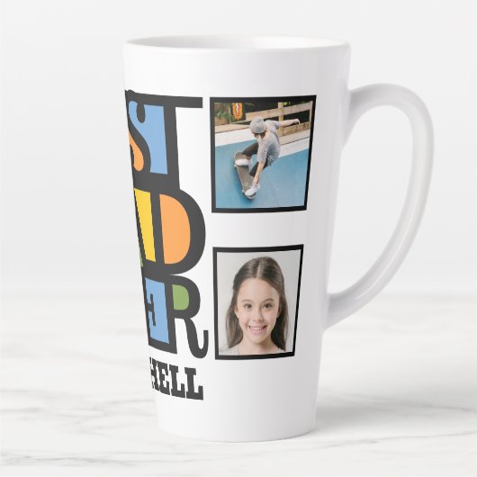 Aangepaste naam & 4 foto's BESTE DAD OOIT Latte Mok (Rechts)