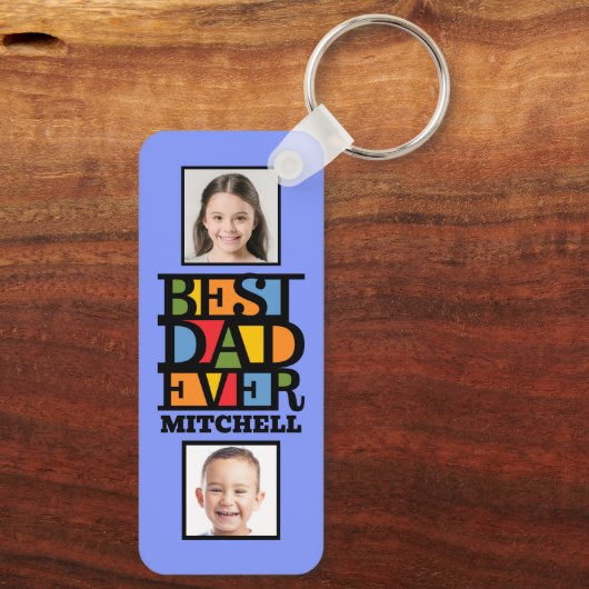 Aangepaste naam & 4 foto's BESTE DAD OOIT Sleutelhanger (Achterkant)