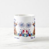 Aangepaste Naam 4 Juli Vuurwerk Schattigee Koe Gra Koffiemok (Center)