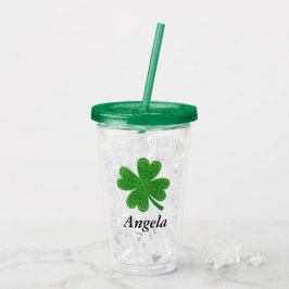 Aangepaste naam 4 Leaf Clover St. Patrick's Day Acryl Drinkbeker