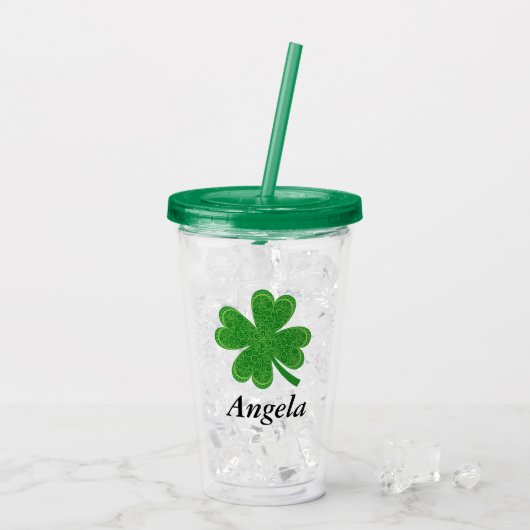 Aangepaste naam 4 Leaf Clover St. Patrick's Day Acryl Drinkbeker (Achterkant ijs)