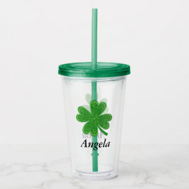 Aangepaste naam 4 Leaf Clover St. Patrick's Day Acryl Drinkbeker