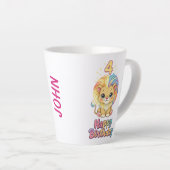 Aangepaste naam 4de verjaardag Schattige Leeuw  Latte Mok (Rechterhoek)