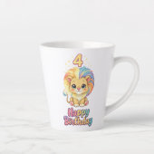Aangepaste naam 4de verjaardag Schattige Leeuw  Latte Mok (Rechts)