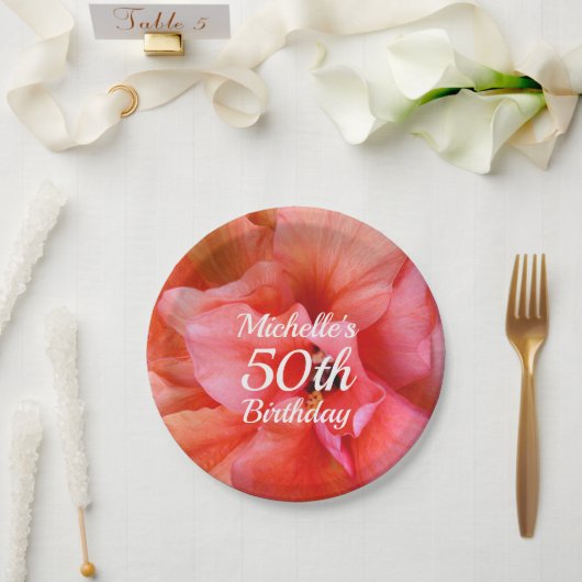 Aangepaste naam 50e verjaardag Tropische aanjager Papieren Bordje (Huwelijk)