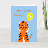 Aangepaste naam 5e verjaardag tijger bord blauw kaart (Voorkant)
