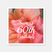 Aangepaste naam 60th Birthday Tropical Flower foto Servet (Voorkant)