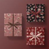 Aangepaste naam + 6 foto Roos Gouden Glitter Sneeu Inpakpapier Vel