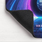 Aangepaste Naam 80s Retro Neon Planeet Portaal Muismat (Hoek)