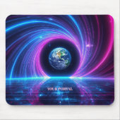 Aangepaste Naam 80s Retro Neon Planeet Portaal Muismat (Voorkant)