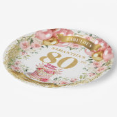 Aangepaste Naam 80ste Verjaardag Borden Papieren Bordje (Gekanteld)