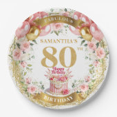 Aangepaste Naam 80ste Verjaardag Borden Papieren Bordje (Voorkant)