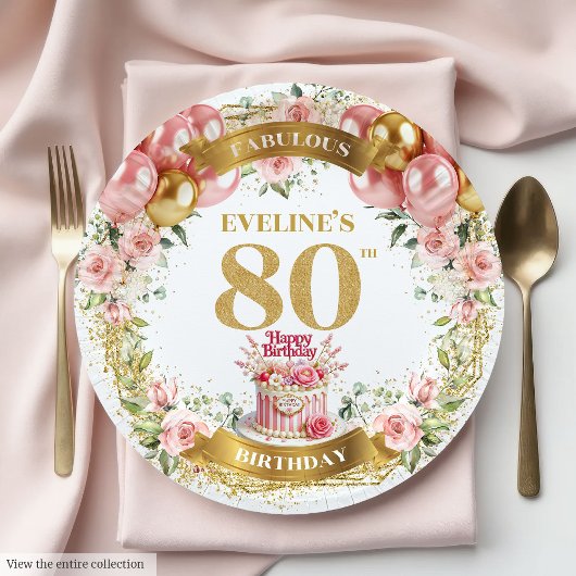 Aangepaste Naam 80ste Verjaardag Borden Papieren Bordje