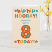 Aangepaste naam 8e verjaardag Hip Hooray Kaart (Gele Bloem)