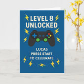 Aangepaste Naam 8e Verjaardag Spel Controller Leef Kaart (Gele Bloem)