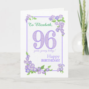 Aangepaste naam 96e verjaardag met Phlox Flowers-k Kaart