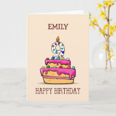 Aangepaste naam, 9e verjaardag, 9 op roze roze Cak Kaart (Gele Bloem)