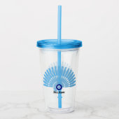 Aangepaste naam aambeeld Oogzomervakantie Blauw Acryl Drinkbeker (Voorkant)