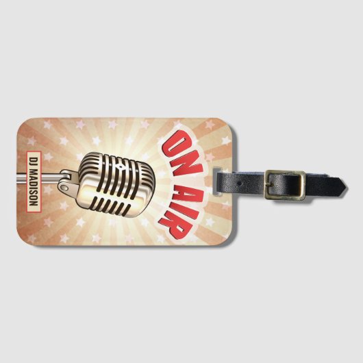 Aangepaste naam "aan de lucht"-microfoon bagagelabel (Voorkant (horizontaal))