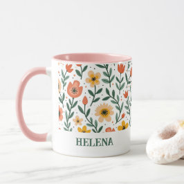 Aangepaste Naam Aangepast Bericht Bloemen Mok