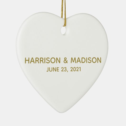 Aangepaste naam aangepast koppel Datum bruiloft Keramisch Ornament (Rechts)