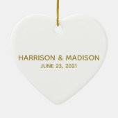 Aangepaste naam aangepast koppel Datum bruiloft Keramisch Ornament (Achterkant)