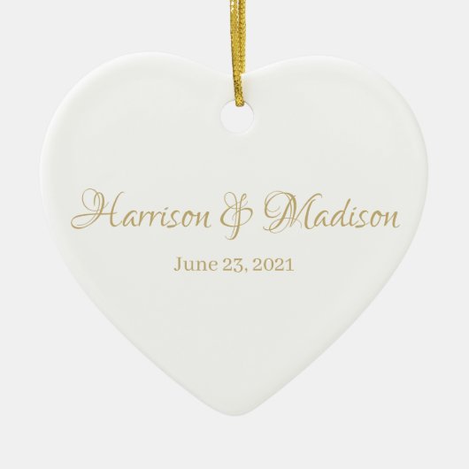 Aangepaste naam aangepast paar en datum huwelijk keramisch ornament (Voorkant)