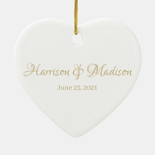 Aangepaste naam aangepast paar en datum huwelijk keramisch ornament (Achterkant)