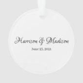 Aangepaste naam aangepast paar en datum huwelijk ornament (achterkant)