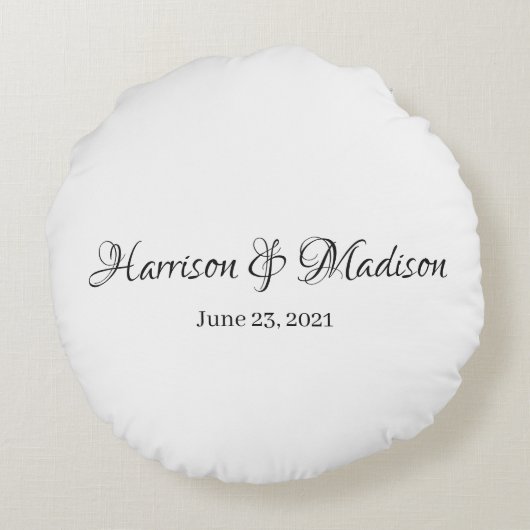 Aangepaste naam aangepast paar en datum huwelijk rond kussen (Achterkant)