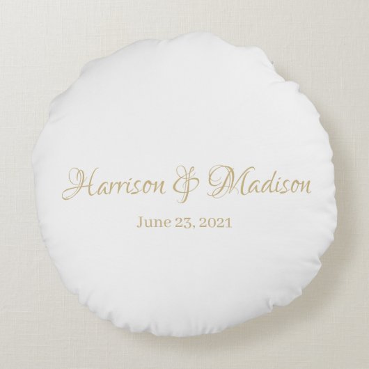 Aangepaste naam aangepast paar en datum huwelijk rond kussen (Achterkant)