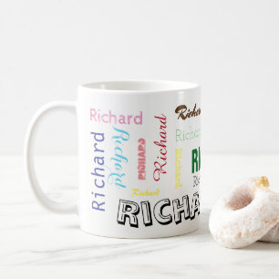 Aangepaste naam aangepast voor Bright Typografie Koffiemok