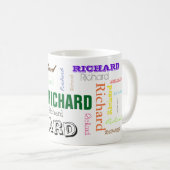 Aangepaste naam aangepast voor Bright Typografie Koffiemok (Voorkant rechts)