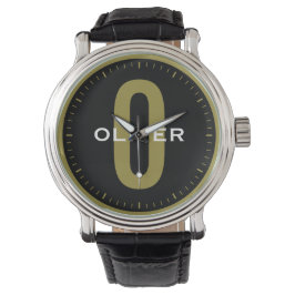 Aangepaste naam Aangepast zwart monogram zwart-wit Horloge