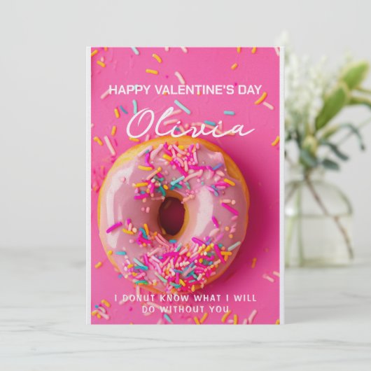 Aangepaste naam Aangepaste Kaart Donut Valentijnsd (Staand voorkant)