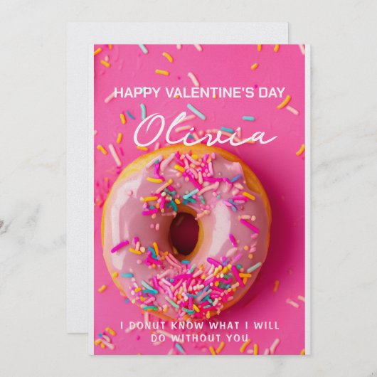 Aangepaste naam Aangepaste Kaart Donut Valentijnsd (Voorkant / Achterkant)