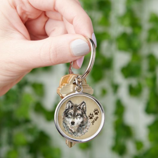 Aangepaste naam Aangepaste Sleutelhanger voor Wolf (Hand)